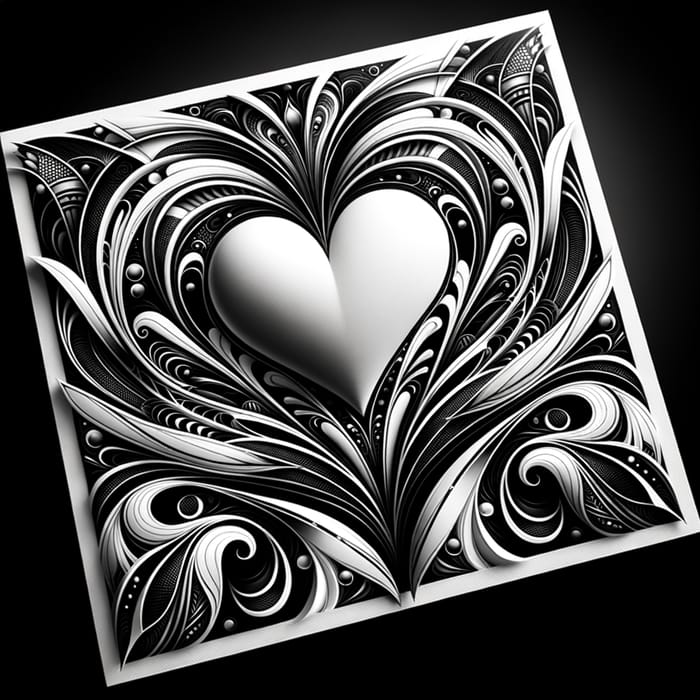 Chic Black White Valentine Aesthetic Design, AI Art Generator