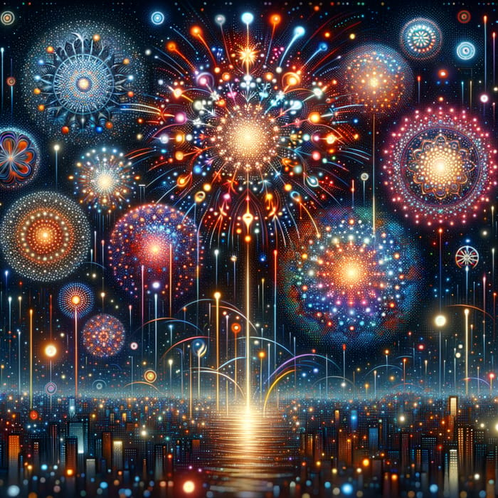 Algorithmic Fireworks Art | Perfect AI Celebration Beauty