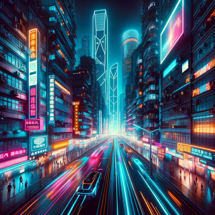 Neon Cyberpunk Cityscape at Night