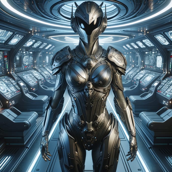 Cyberpunk Female Mandalorian Warrior | Kom'rk Transport Ship Scene