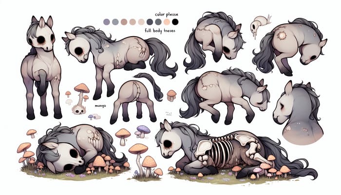 Cute Chibi Undead Horse Reference Sheet