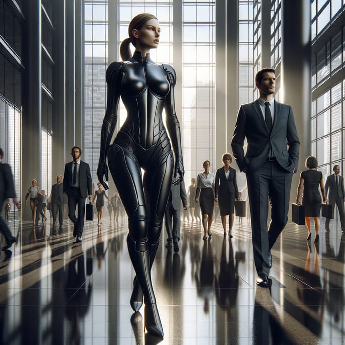 High-Powered Corporate Security in Futuristic Office