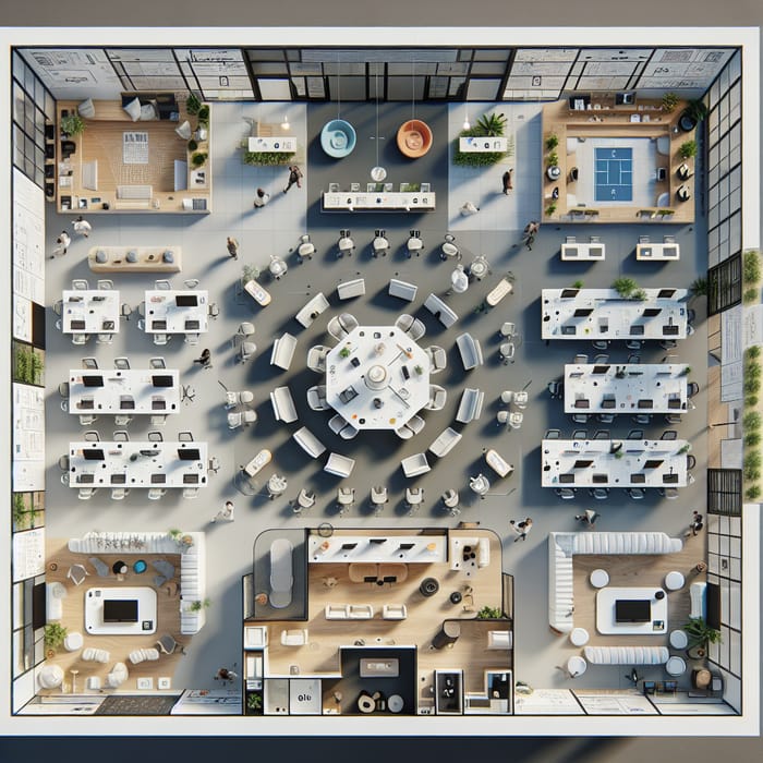 Modern Startup Floor Plan Design with Collaborative Spaces and Serene Zones