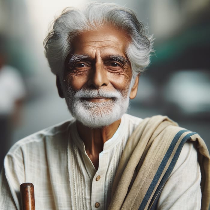 Elderly South Asian Man in Traditional Attire