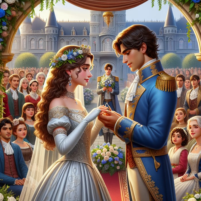 Royal Wedding: White Prince & Brown Princess Exchange Vows at a Grand Castle