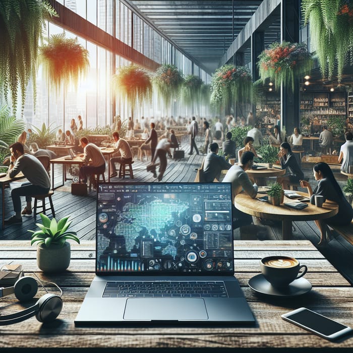 Digital Nomad's Laptop Scene: Work & Coffee Vibes