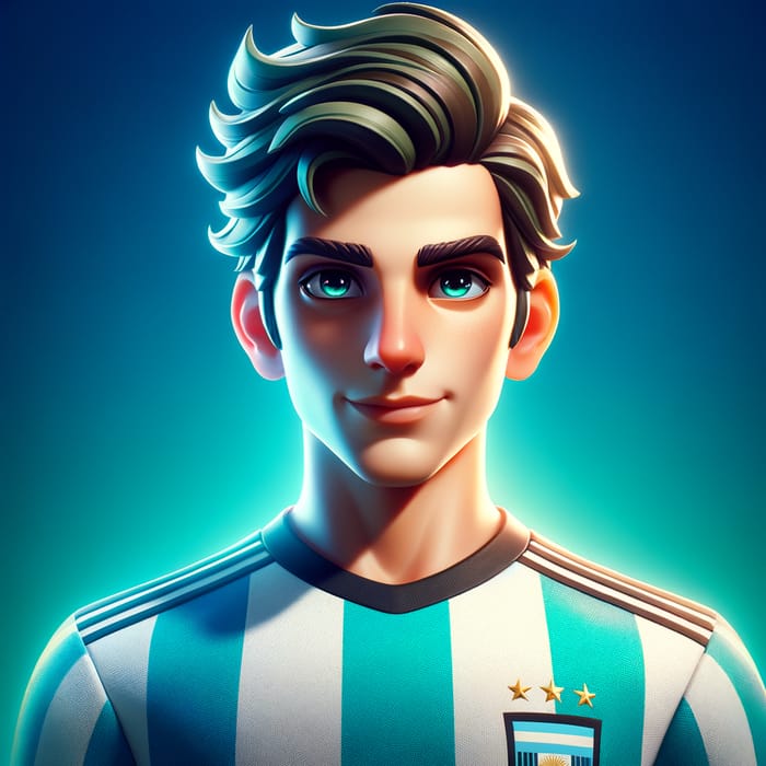 Animated Free Fire Character in Argentina Tee - Battle Royale Game