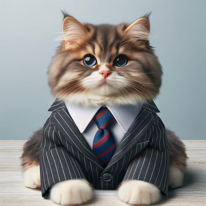 Adorable Cat in Corporate Attire: Feline Elegance Captured