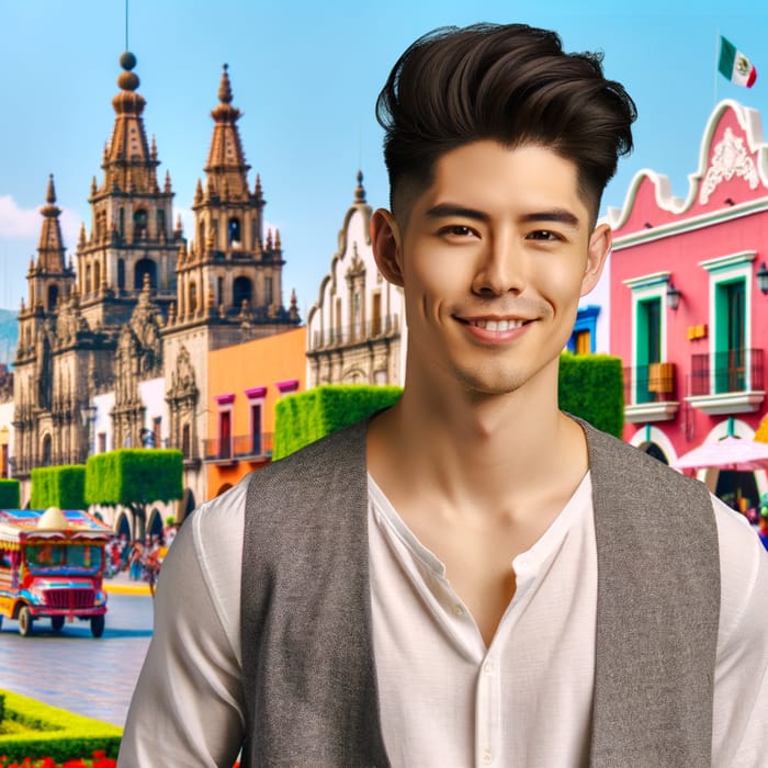 Stylish Mingyu in Mexico | Asian Model in Vibrant Landmark