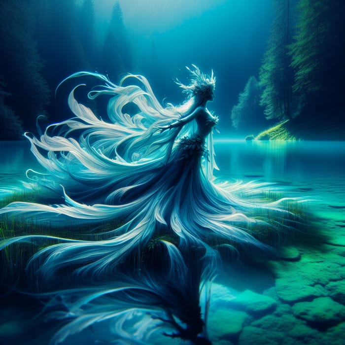 Mystical Water Nymph in Tranquil Lake - Fantasy-Inspired Beauty
