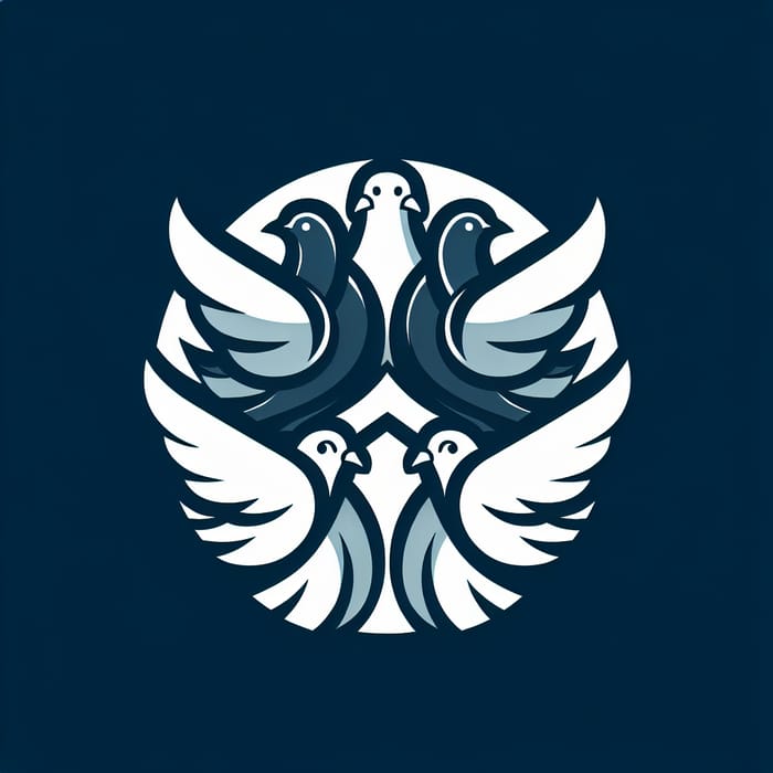 Team Logo Design: Pigeons Symbolizing Unity & Teamwork