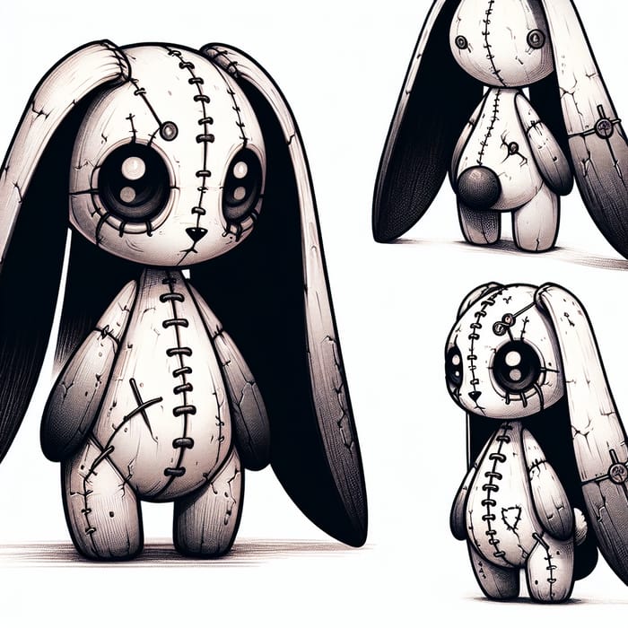 2D Grungy Steampunk Voodoo Doll Rabbit Sketch