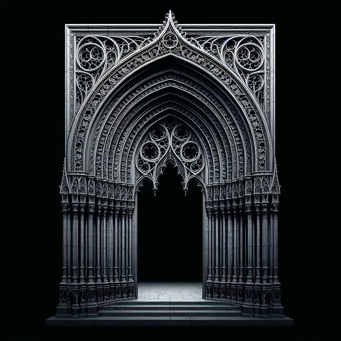 Gothic Portal Frame Clipart: Mysterious, Intricately Carved Design