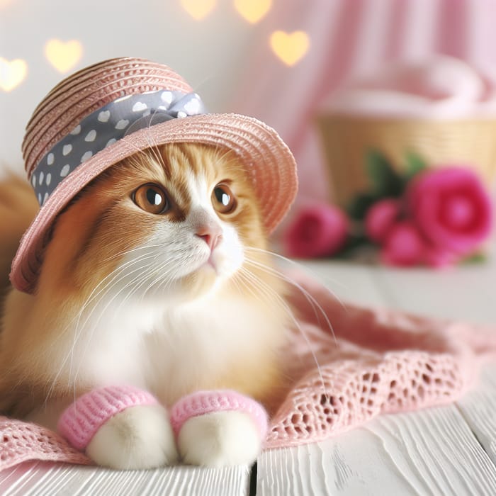 Cute Cat in Cap - Stylish Feline Image