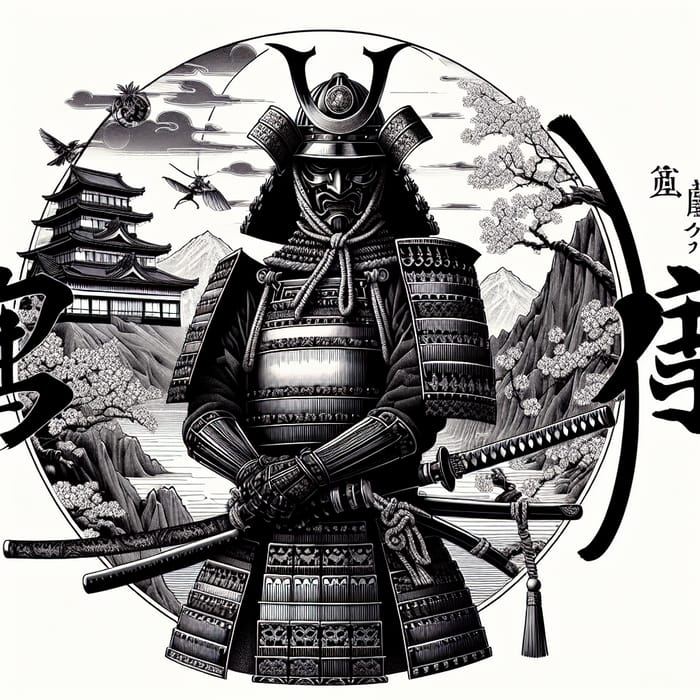 Super-Detailed Samurai Warrior in Traditional Japanese Attire