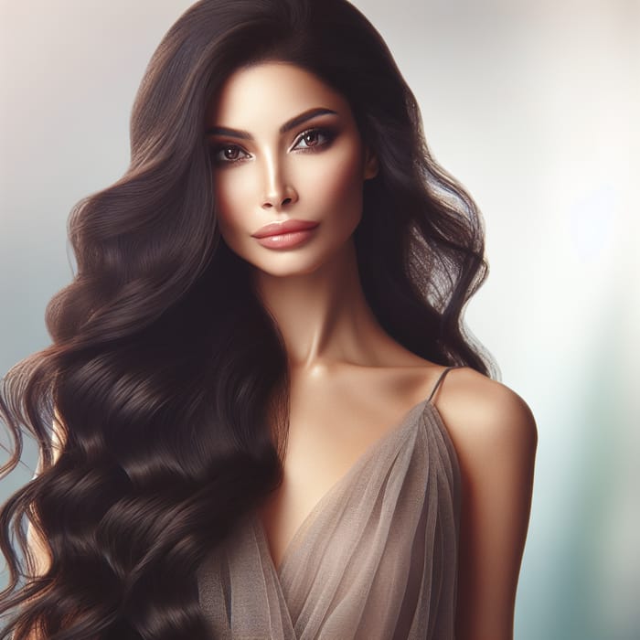 Tranquil Beauty: Enchanting Hispanic Woman with Dark Hair