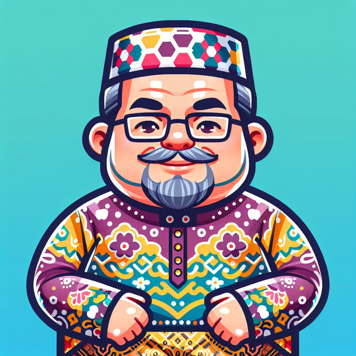 Malaysian Traditional Attire Cartoon | Middle-aged Man, 55