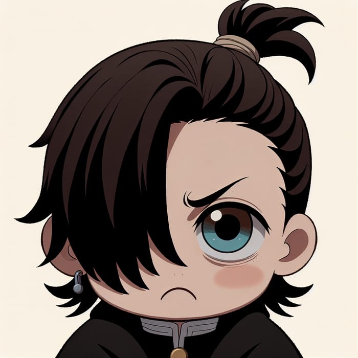 Grumbling Dark-Haired Boy with Heterochromia