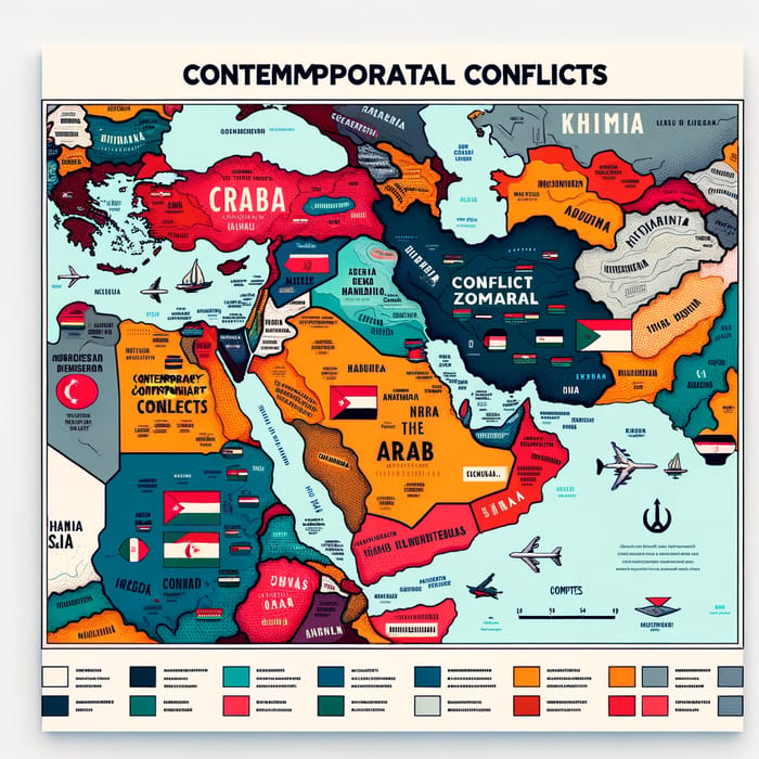Map of Arab World: Major Conflicts in the Arab Region