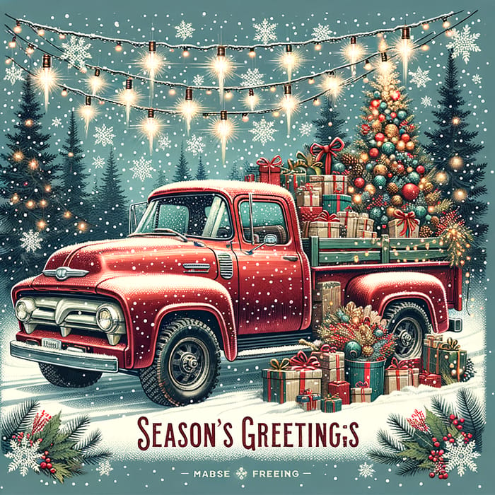 Vintage Truck Christmas Wish Postcard Design