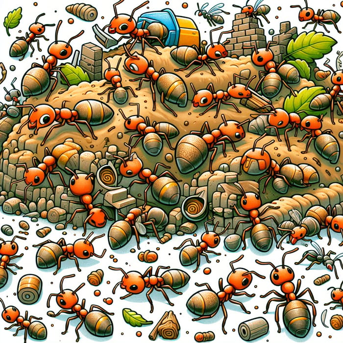 Cartoon Ants: Busy Worker Ants in Action