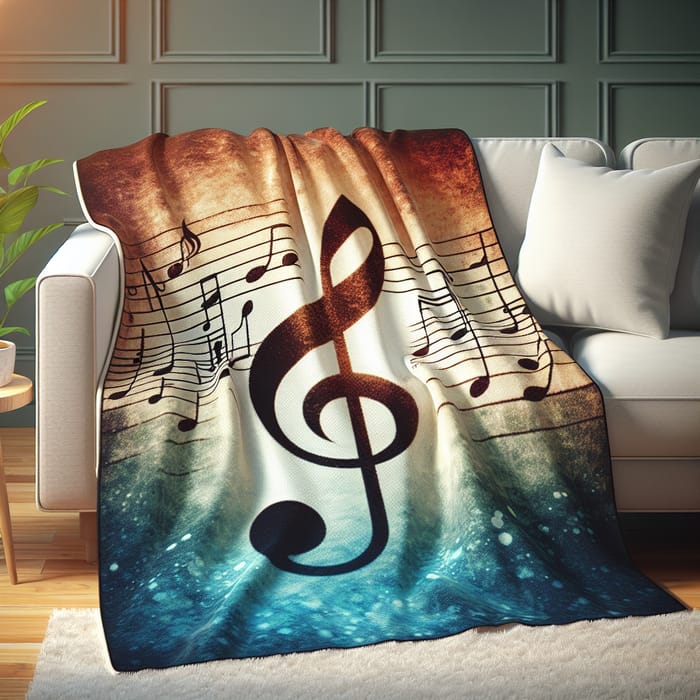 Cozy Music Note Blanket on Plush Sofa | Home Decor