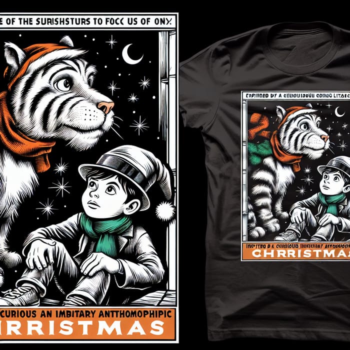 Christmas Calvin and Hobbes T-Shirt Graphic Art Illustration