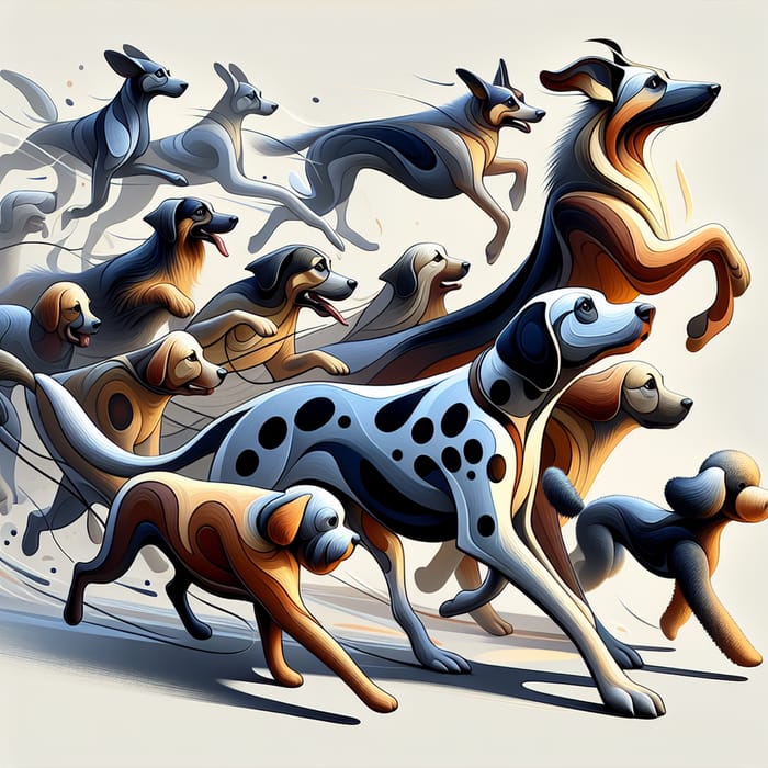 Rescue Dogs Abstract Art: Dalmatian, German Shepherd, Golden Retriever & Poodle