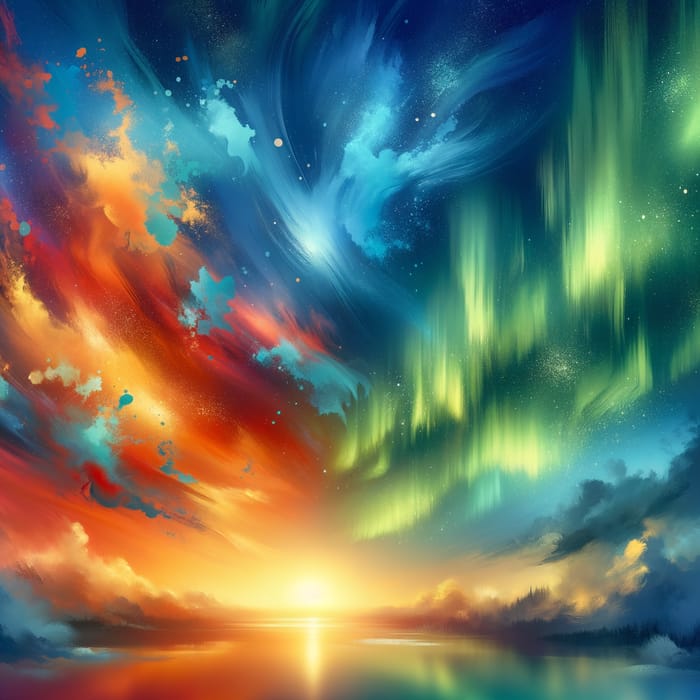 Sunset and Northern Lights: Vivid Watercolor Kaleidoscope