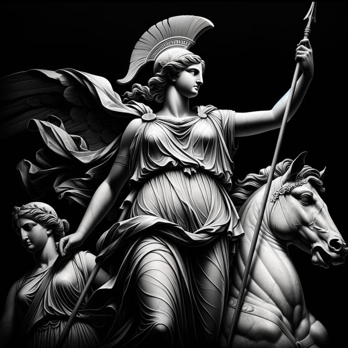 Greek Goddess Athena Statue Wallpaper in Black Background