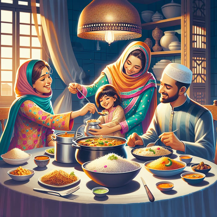 Muslim Family Dinner | Traditional Mealtime