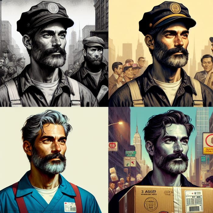 South Asian Man: Worker, Pop Art, Nurse, Delivery - Art Variations for Multiple Themes