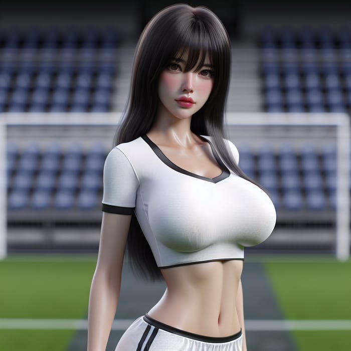 Beautiful Female Footballer in Tight Uniform - Ultra-Detailed 8K Image
