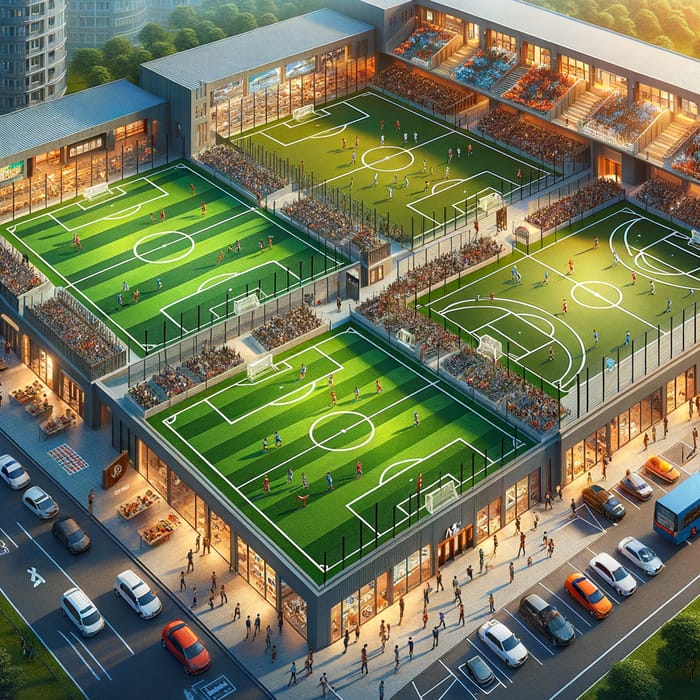 Modern Sports Complex with Football and Basketball Facilities