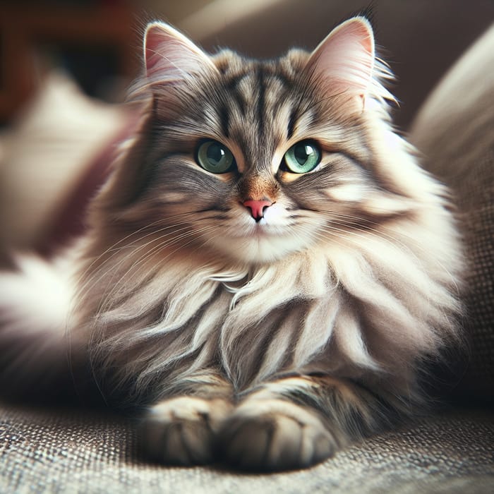 Adorable Cat Relaxing on Couch