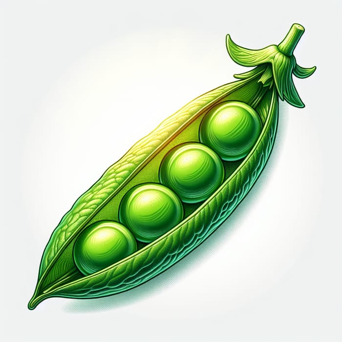 Three Fresh Peas in Organic Pod - Vibrant and Detailed Image