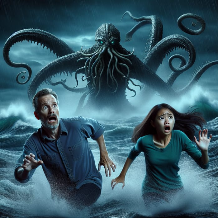 Dennis & Winnie Running from Captivating Kraken