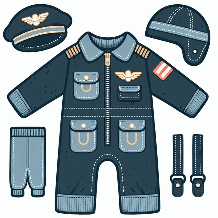 Cute Baby Pilot Outfit Clipart | Little Aviator Trend