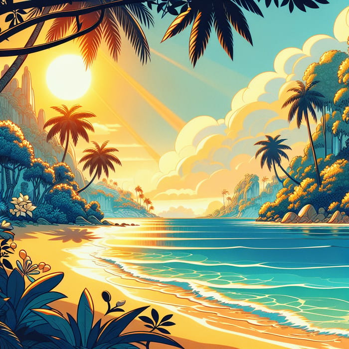 Enchanting Beach with Crystal Clear Waters | AI Art Generator | Easy ...