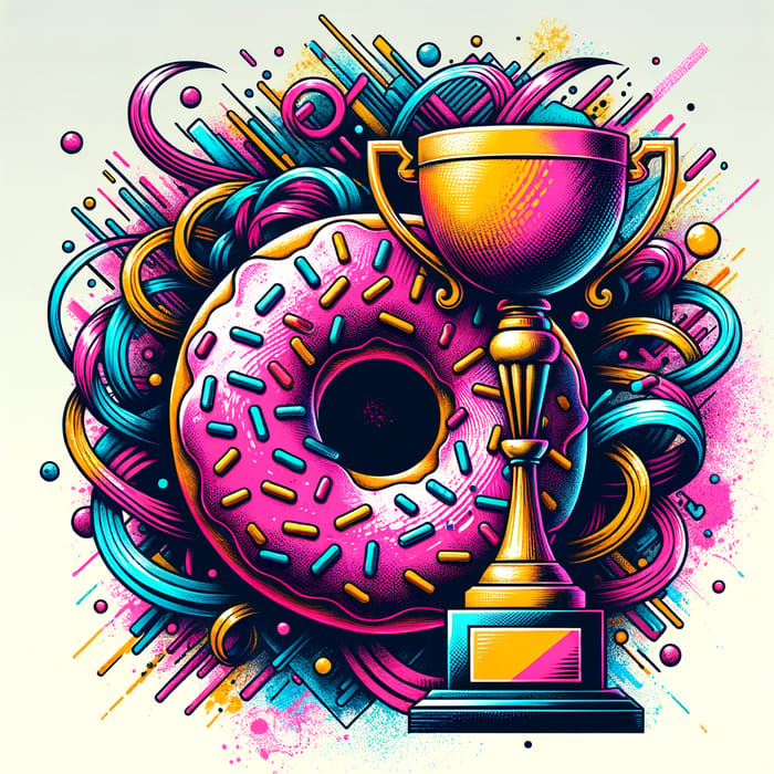Expressive Donut Trophy Logo: Daring Street Art Illustration