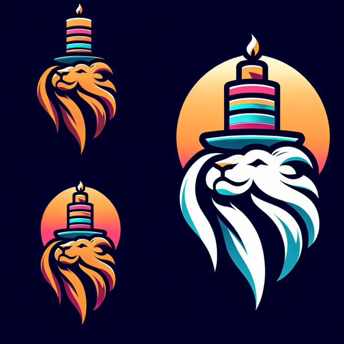 Roaring Lion & Cake Logo Design | Modern Pop Art Style