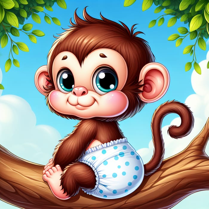 Adorable Chubby Monkey in Diaper - Fun and Playful Primate