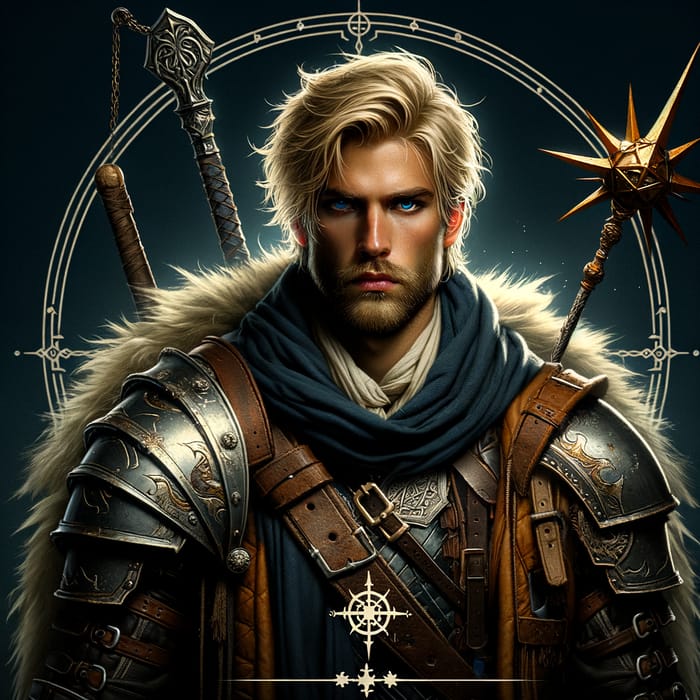 Detailed Grimdark Viking Priest Character in Dungeons & Dragons Style