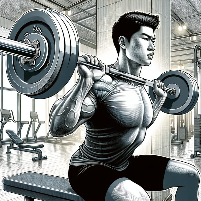 Asian Shoulder Press Exercise - Gym Workout Illustration