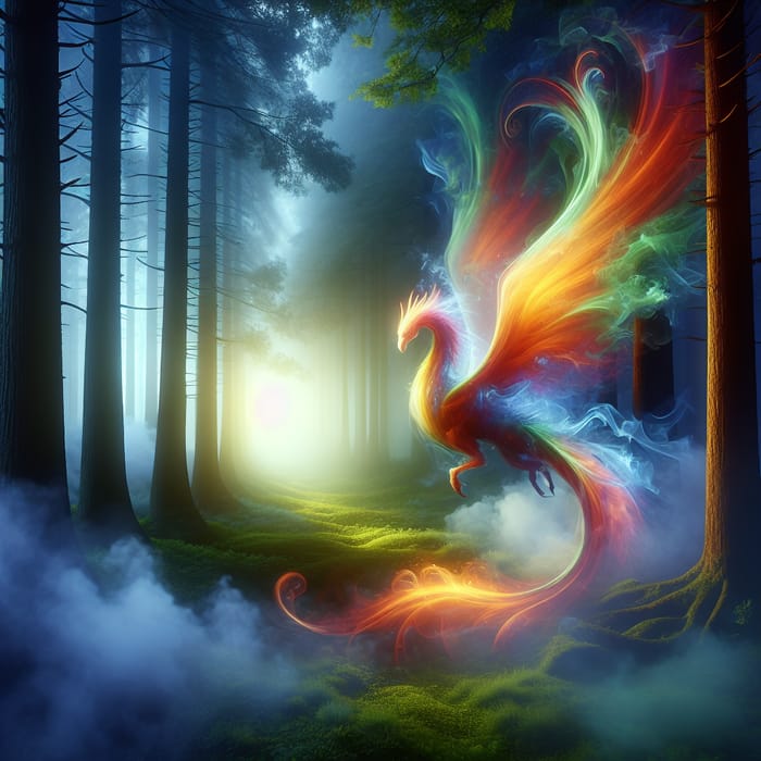 Mystical Creature Emerging from Misty Forest | Fantasy Art