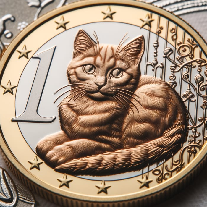 1 Euro Coin Cat Design