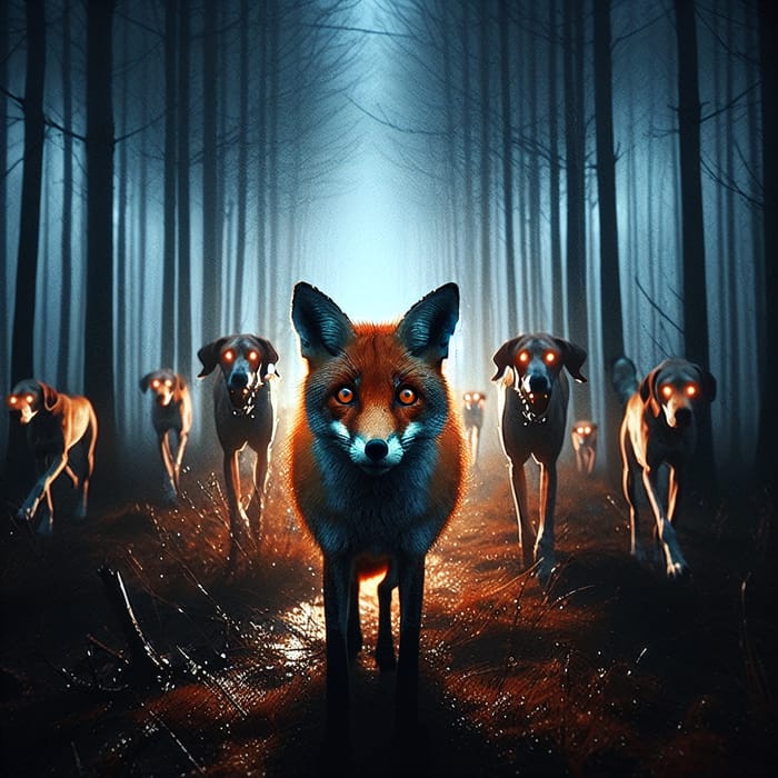 Creepy Fox Chase: Ominous Twilight Pursuit