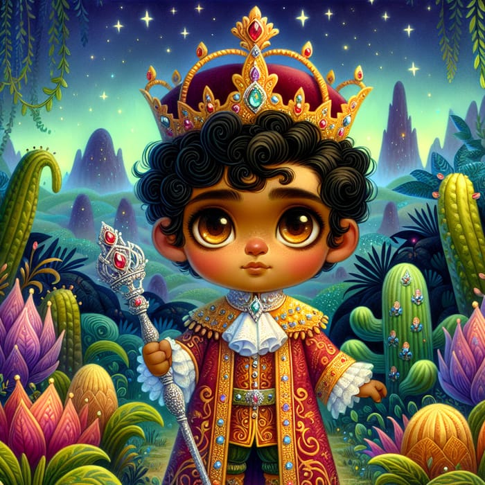 Mystical Little Prince in Enchanted Landscape