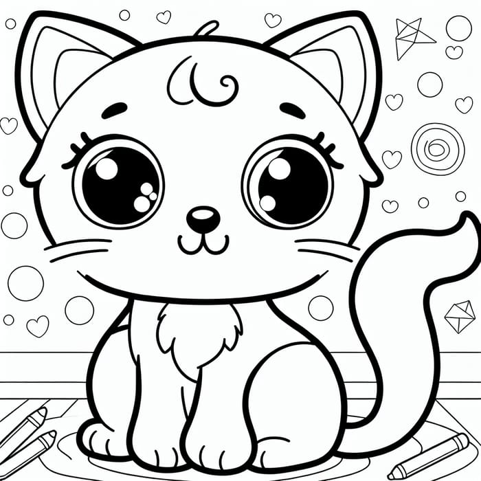 Cute Cartoonic Cat Coloring - Kids 3-4 | Simple & Fun