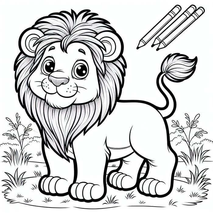 Cute Cartoon Lion for Kids Coloring | 3-4 Years